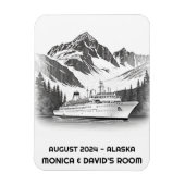 Cruiseschip Ocean Alaska Mountain Zwart Wit Magneet (Verticaal)