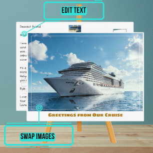 Cruiseschip op blauw water briefkaart