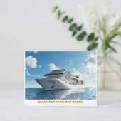 Cruiseschip op blauw water briefkaart (Staand voorkant)