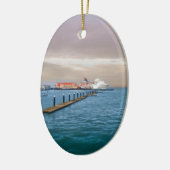 cruiseschip op de pier keramisch ornament (Links)
