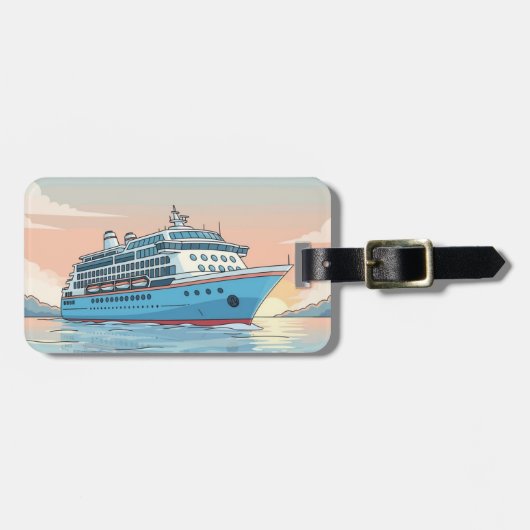 Cruiseschip op oceaan bagagelabel (Voorkant horizontaal)