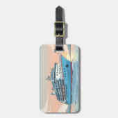 Cruiseschip op oceaan bagagelabel (Voorkant verticaal)