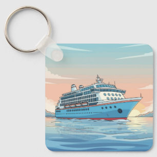 Cruiseschip op oceaan sleutelhanger
