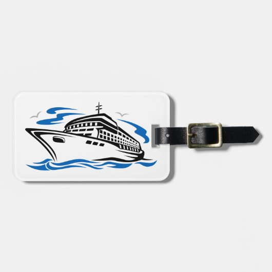 Cruiseschip op Ocean Waves Nautical Travel Bagagelabel (Voorkant horizontaal)