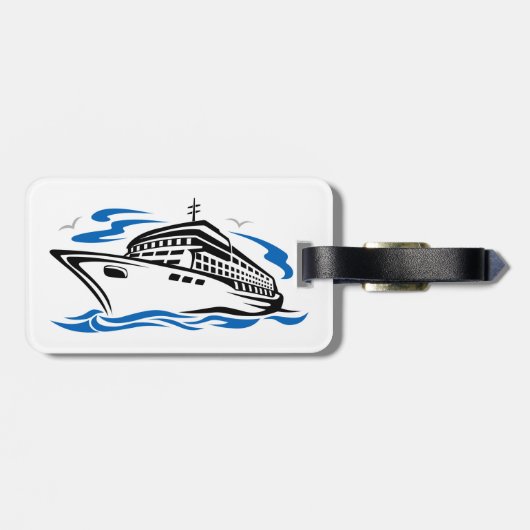 Cruiseschip op Ocean Waves Nautical Travel Bagagelabel (Achterkant horizontaal)
