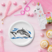 Cruiseschip op Ocean Waves Nautical Travel Papieren Bordje (Feest)
