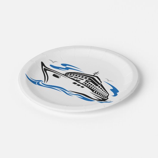 Cruiseschip op Ocean Waves Nautical Travel Papieren Bordje (Gekanteld)