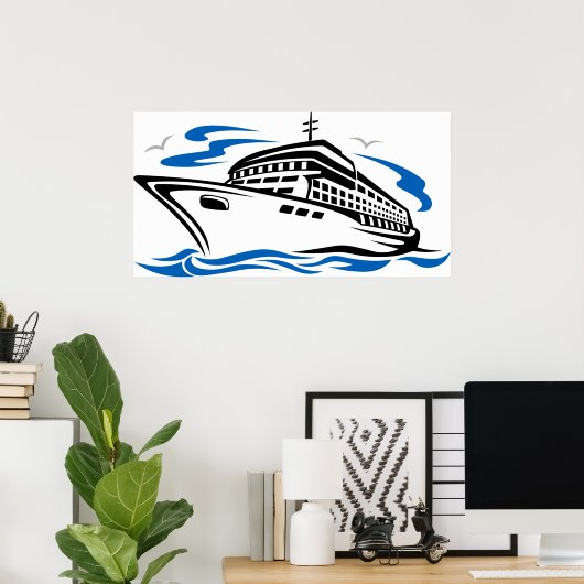 Cruiseschip op Ocean Waves Nautical Travel Poster (Thuiskantoor)