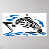 Cruiseschip op Ocean Waves Nautical Travel Poster (Voorkant)