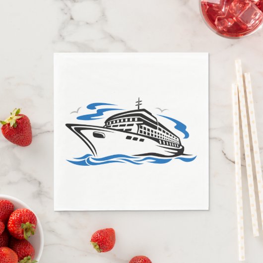 Cruiseschip op Ocean Waves Nautical Travel Servet (Insitu)