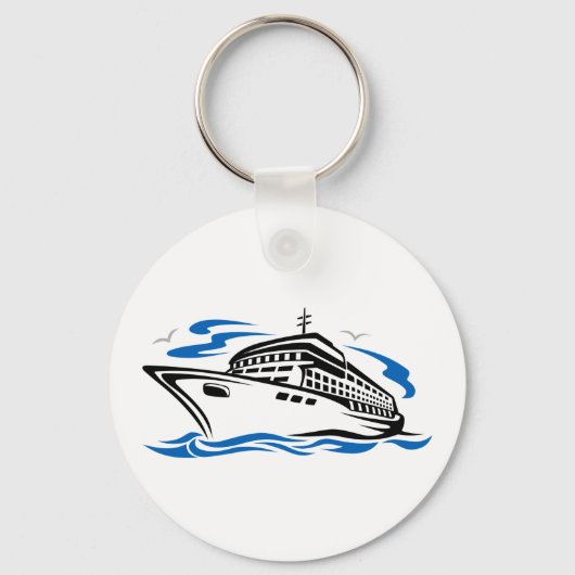 Cruiseschip op Ocean Waves Nautical Travel Sleutelhanger (Voorkant)