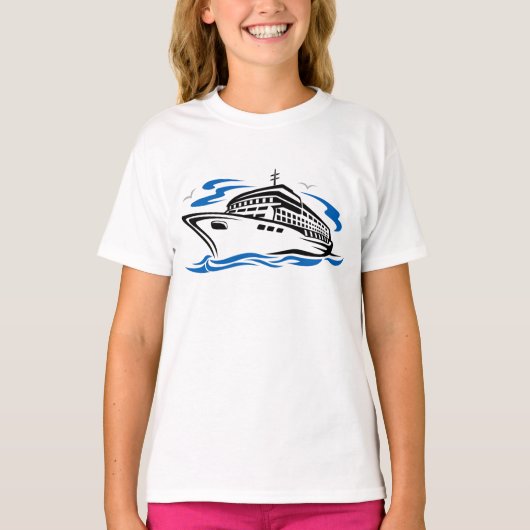 Cruiseschip op Ocean Waves Nautical Travel T-shirt (Voorkant)