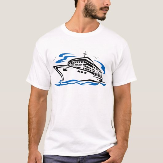 Cruiseschip op Ocean Waves Nautical Travel T-shirt (Voorkant)