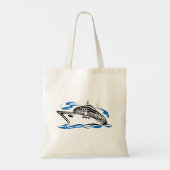 Cruiseschip op Ocean Waves Nautical Travel Tote Bag (Achterkant)