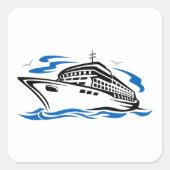 Cruiseschip op Ocean Waves Nautical Travel Vierkante Sticker (Voorkant)