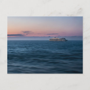 Cruiseschip op zonsondergang briefkaart