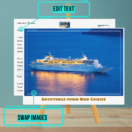 Cruiseschip op zonsondergang briefkaart