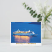 Cruiseschip op zonsondergang briefkaart (Staand voorkant)
