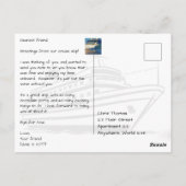 Cruiseschip op zonsondergang briefkaart (Achterkant)