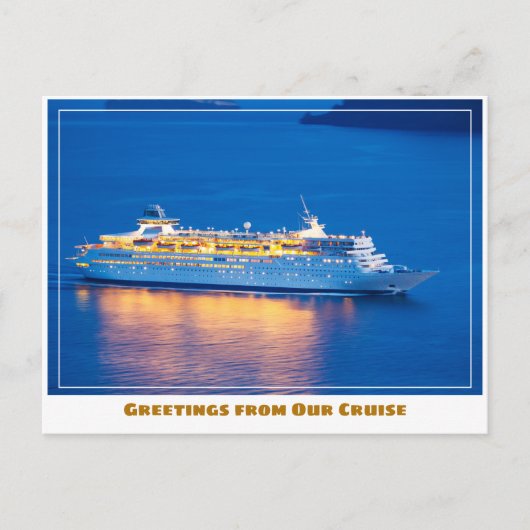 Cruiseschip op zonsondergang briefkaart (Voorkant)