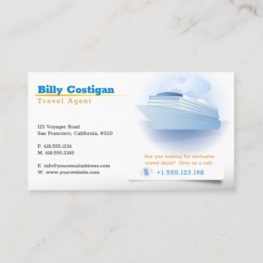 cruiseschip | Reisagent Visitekaartje (Achterkant)