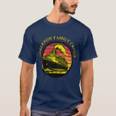 Cruiseschip & Retro Zonsondergang Sjabloon T-shirt (Voorkant)