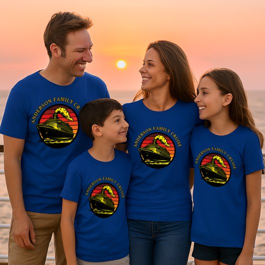 Cruiseschip & Retro Zonsondergang Sjabloon T-shirt