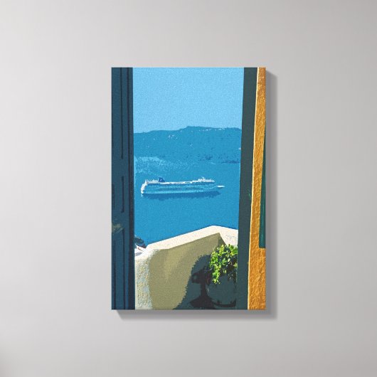 cruiseschip Santorini, Griekenland Canvas Afdruk (Voorkant)