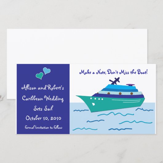 Cruiseschip Save the Date Foto Kaarten (Voorkant / Achterkant)