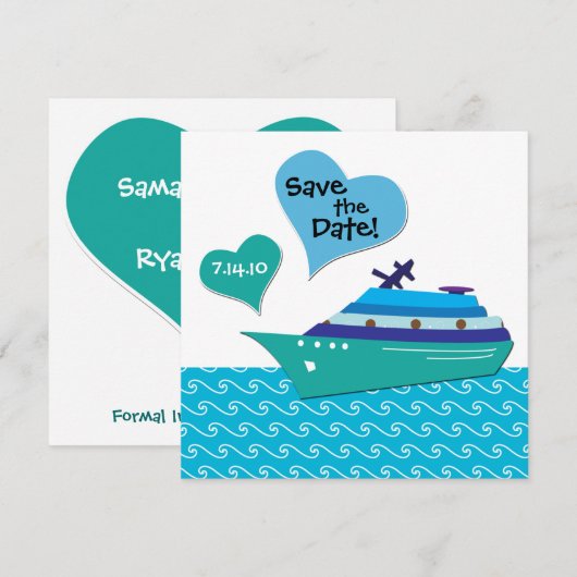 Cruiseschip Save the Wedding Date Kaart (Voorkant / Achterkant)