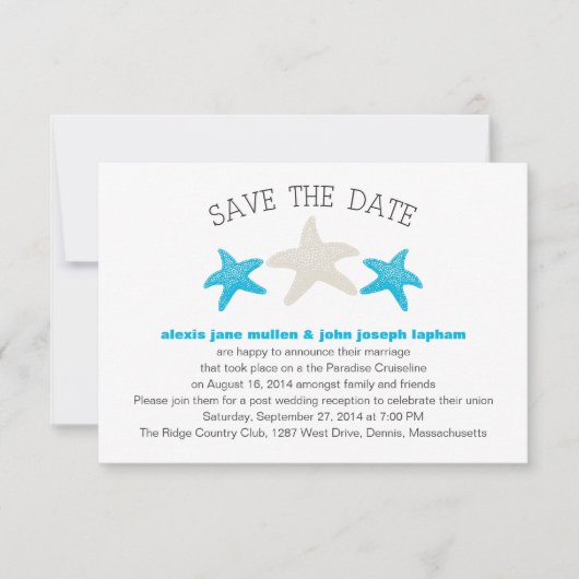 Cruiseschip Starfish Instapkaart Huwelijk Save The Date (Voorkant)