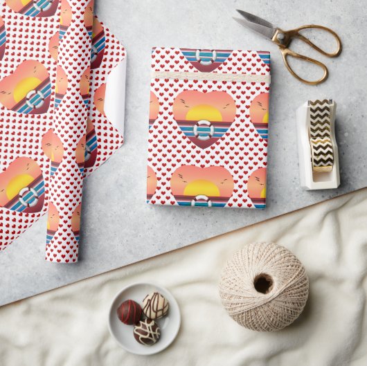 Cruiseschip Sunset Hearts Nautisch inpakpapier (Crafts)