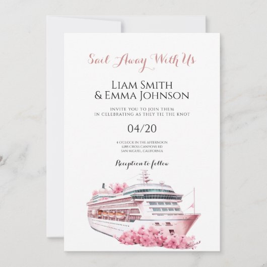 Cruiseschip Tropical Travel Bruiloft uitnodiging (Voorkant)
