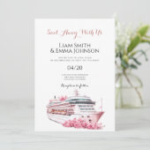 Cruiseschip Tropical Travel Bruiloft uitnodiging (Staand voorkant)