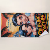 Cruiseschip vaart samen op maat Chibi paar Strandlaken (Voorkant)