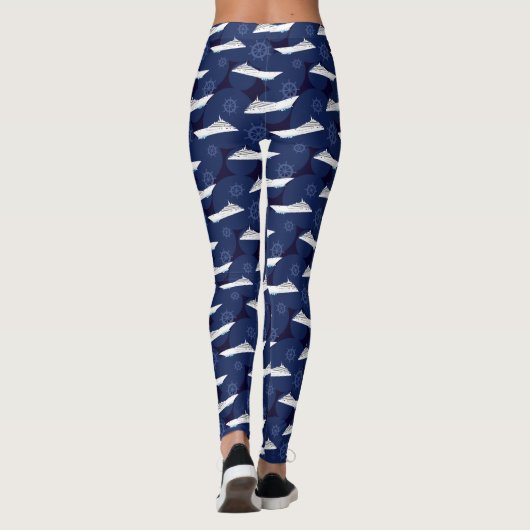 Cruiseschip vakantie blauw en wit patroon leggings (Achterkant)