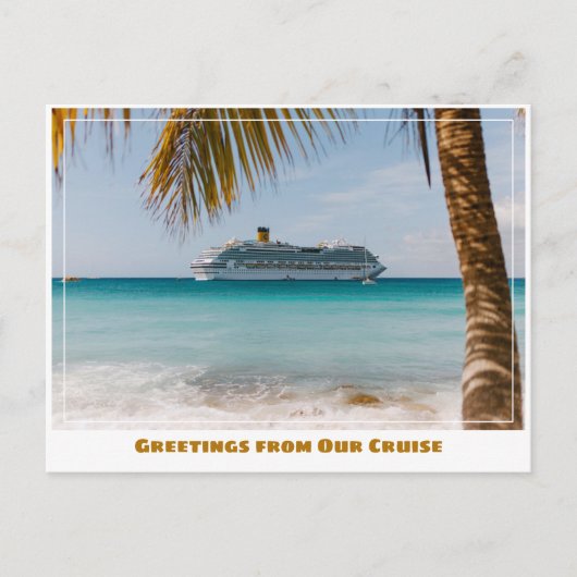 Cruiseschip van Strand met Palm Tree Briefkaart (Voorkant)
