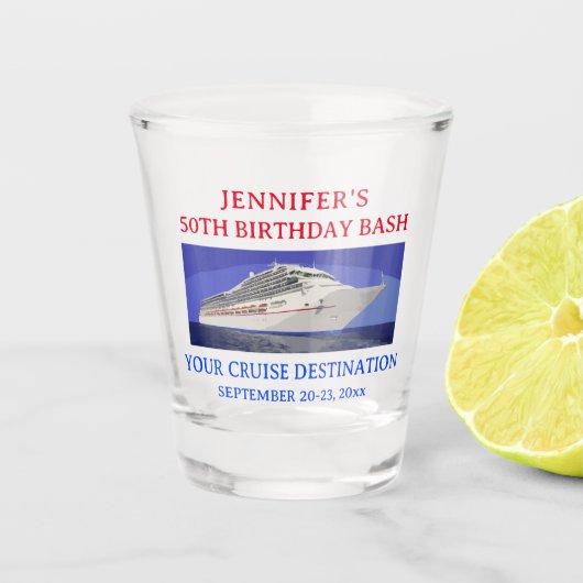 Cruiseschip Verjaardag Vakantie Reizen Favor Shot Glas (Voorkant)