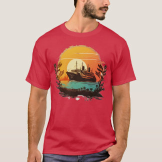 Cruiseschip vóór een zonsondergang t-shirt