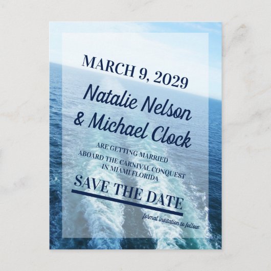 CruiseShip Yacht Destination Wedding Save the Date Aankondigingskaart (Voorkant)