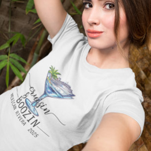 Cruisin and Boozin Martini Glas Cruiseschip T-shirt