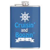 Cruisin' en Boozin' nautische kolf Heupfles (Voorkant)