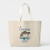 Cruisin' Fun Cruiseschip Grote Tote Bag (Achterkant)
