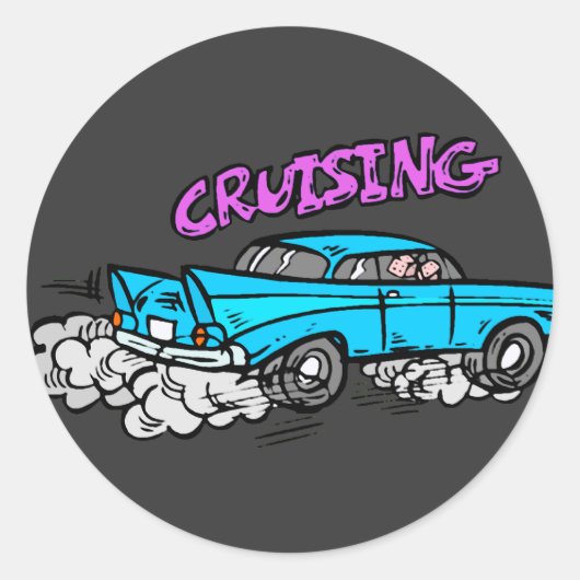 Cruisin Hot Rod Ronde Sticker (Voorkant)