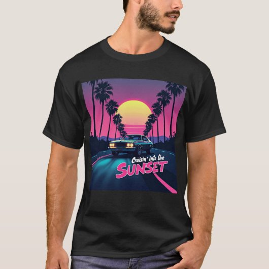 Cruisin' Into The Sunset beroemd gemaakt door 80s  T-shirt (Voorkant)