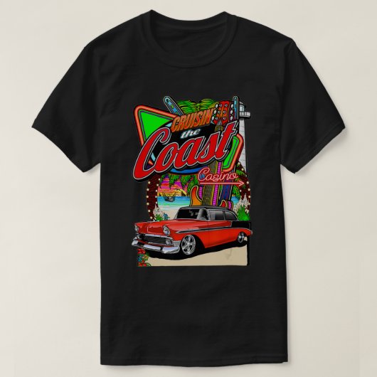 Cruisin Klassieke autoweg met Casino-typog T-shirt (Design voorkant)