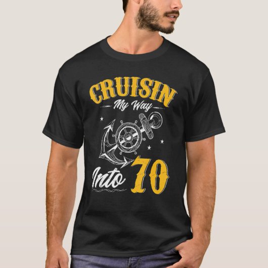 Cruisin Mijn Weg In 70 70e Verjaardag Cruise Boot T-shirt (Voorkant)