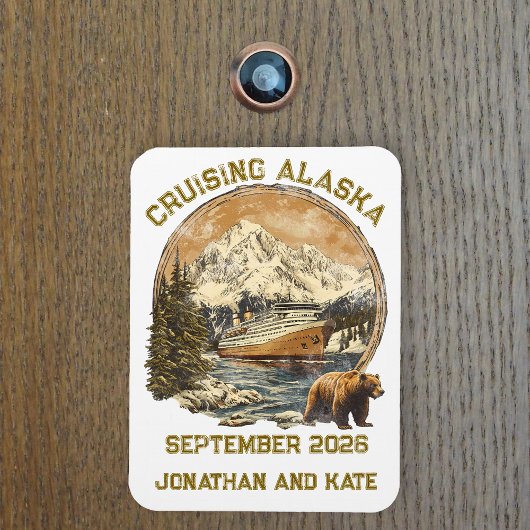 Cruising Alaska Retro Distressed Ship Door Marker Magneet