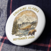 Cruising Alaska Retro noodlijdende schip inschepin Ronde Button 4,0 Cm