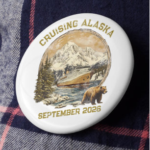 Cruising Alaska Retro noodlijdende schip inschepin Ronde Button 4,0 Cm